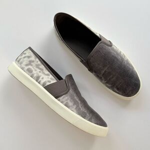 Vince Preston B Slip on Sneaker in Brown / Silver Lizard Embossed Leather Size 7